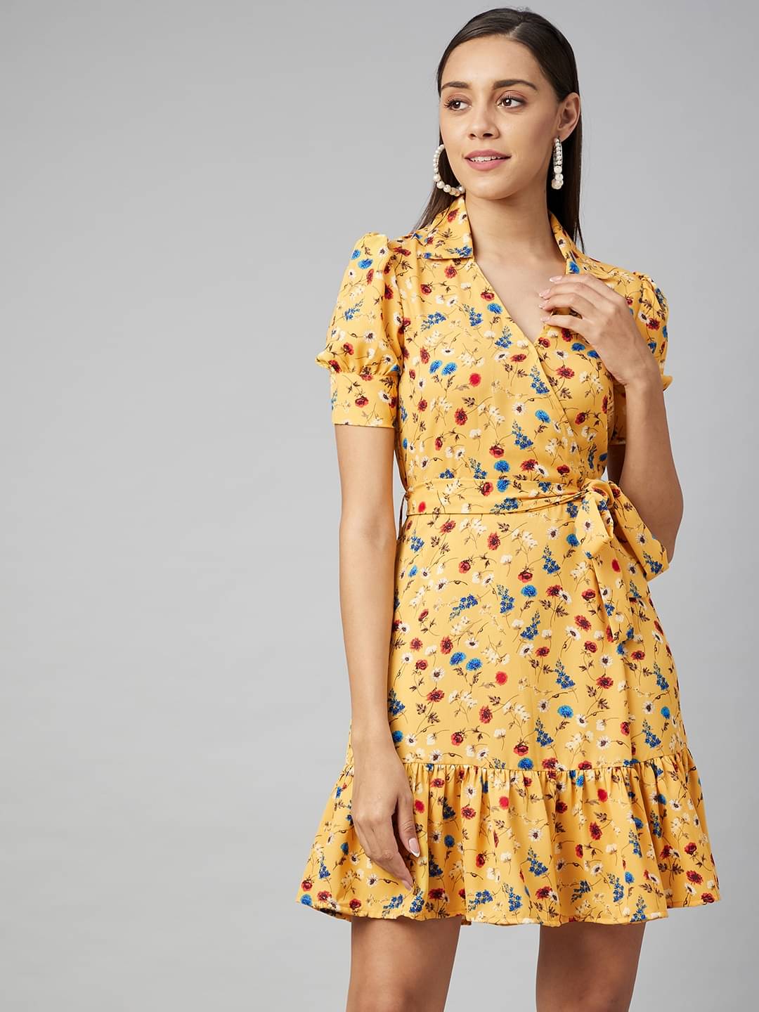 StyleStone Women Crepe Fit & Flare Dress ( Yellow ) StyleStone Women Crepe Fit & Flare Dress ( Yellow )