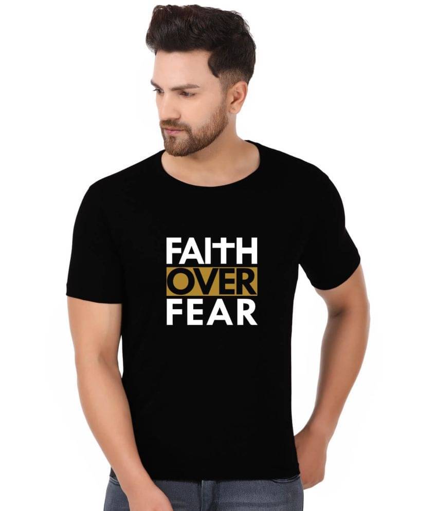 Prabhu Bhakti Black Cotton Blend Printed T-Shirt     			Prabhu Bhakti Black Cotton Blend Printed T-Shirt