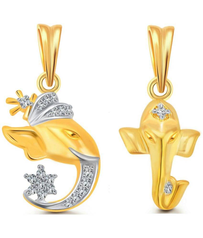     			Vighnaharta Gajmukh Golden Cubiz Zirconia Studded Pendant Combo For Men