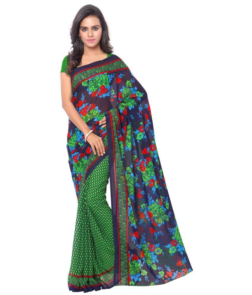 Kashvi Sarees Georgette Printed Saree With Unstitched Blouse Piece ( Blue ) Kashvi Sarees Georgette Printed Saree With Unstitched Blouse Piece ( Blue )