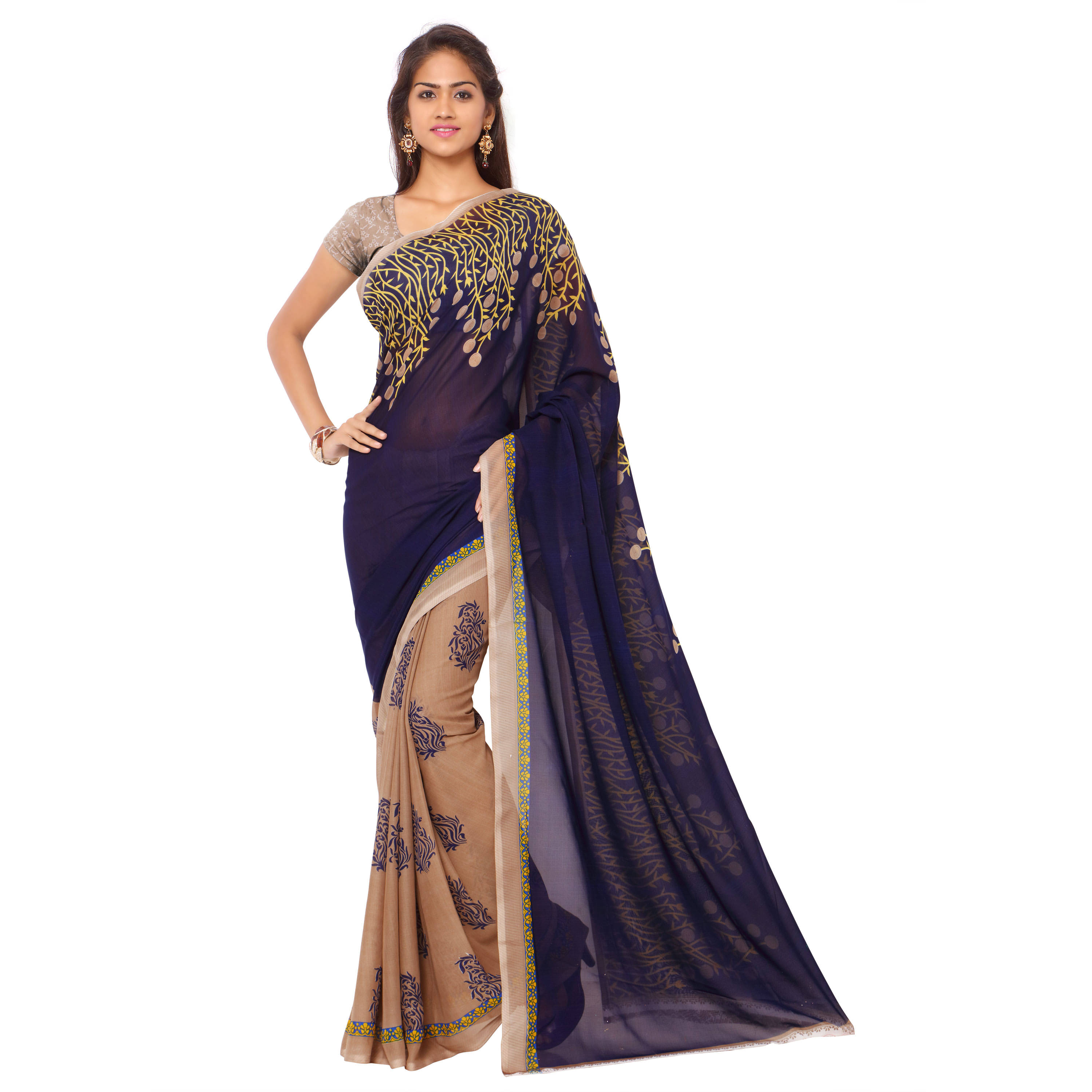 Kashvi Sarees Georgette Printed Saree With Unstitched Blouse Piece ( Blue ) Kashvi Sarees Georgette Printed Saree With Unstitched Blouse Piece ( Blue )