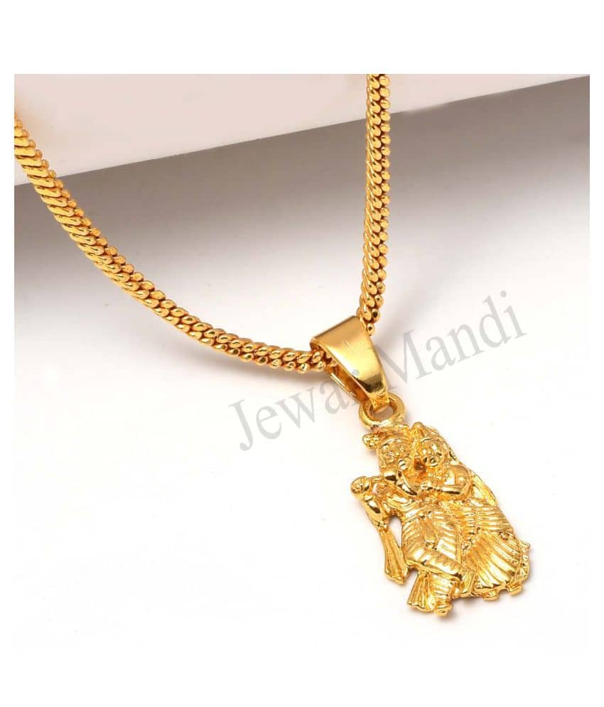 Jewar Mandi Pendant Radhe Krishna Kanhaiya Bansiwala Shreenathji Gokul Locket Chain Gold Plated Rich Look Long Size Latest Designer Daily Use Jewelry for Men Women, Boys Girls, Unisex - Jewellery Sets | Buy online on ZillyBuy