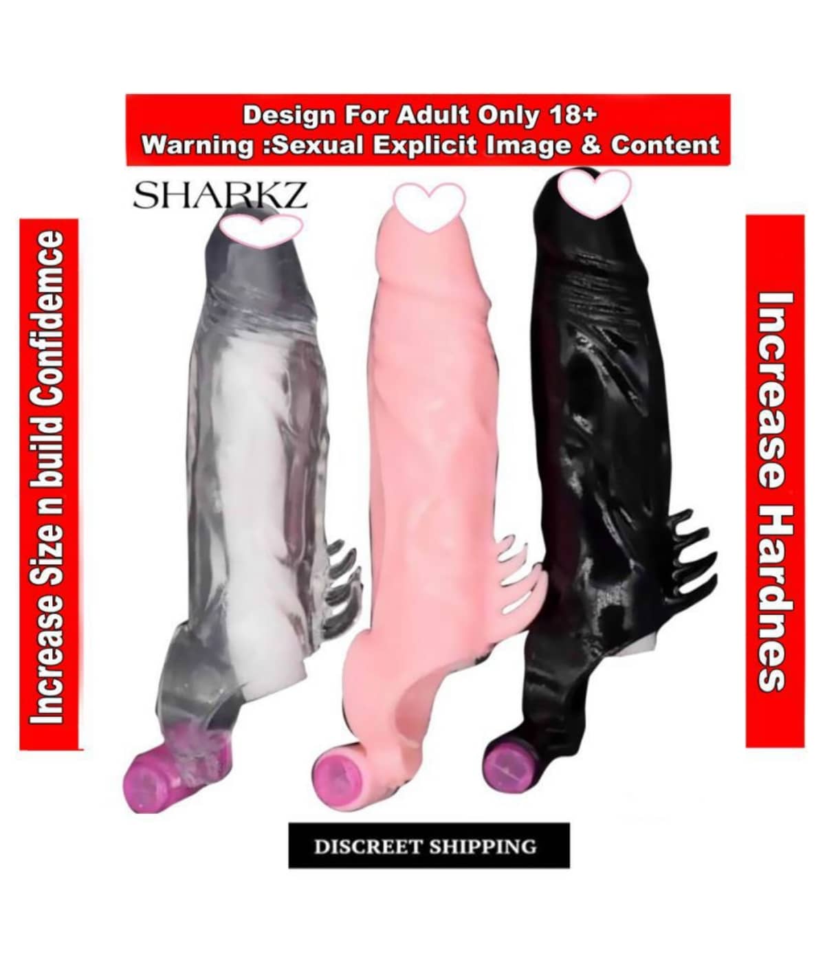 Kamahouse Sex Toys Sh@rk Vibrating Penis Sleeve Extender Reusable Cock Ring and Penis Sleeves Dildo Realistic