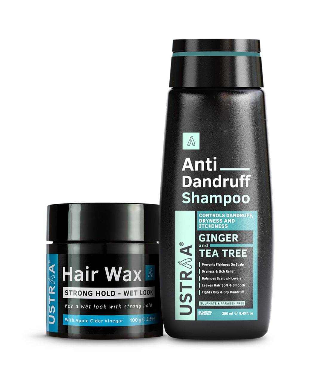     			Ustraa Anti Dandruff Shampoo - 250ml and Ustraa Hair Wax Strong Hold Wet Look - 100g