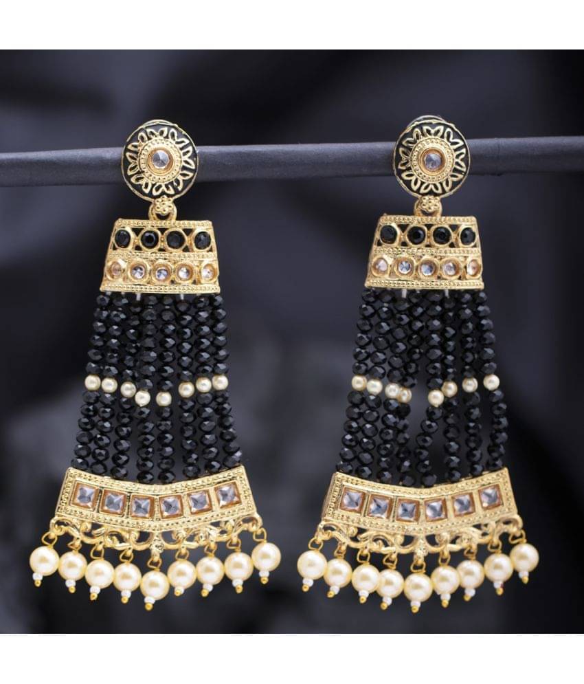     			Sukkhi Elegant Pearl Gold Plated Meenakari Chandelier Earring for Women