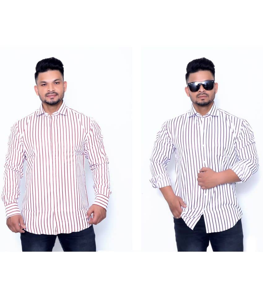 Aish N Ridh Cotton Regular Fit Striped Men's Casual Shirt - Multi ( Pack of 1 )