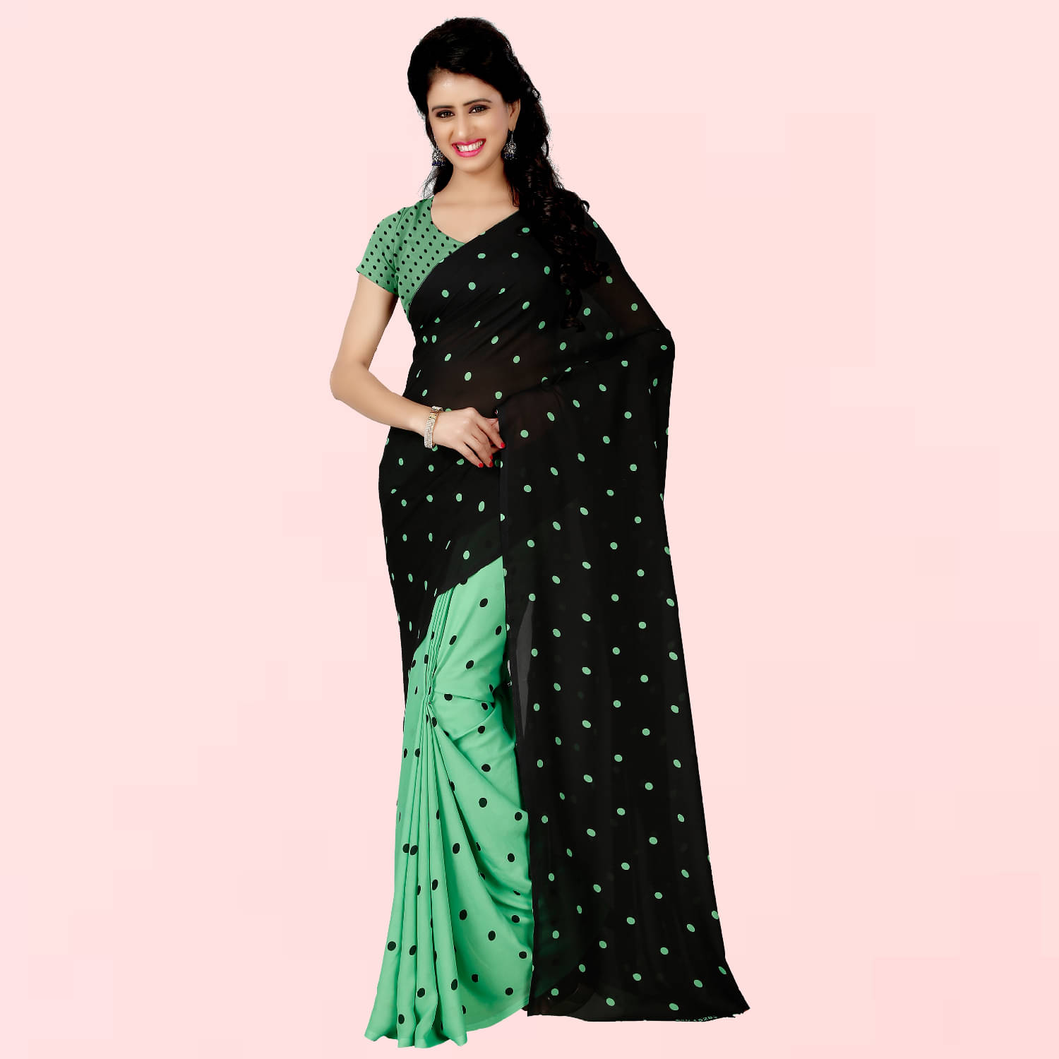 Kashvi Sarees Georgette Printed Saree With Unstitched Blouse Piece ( Black ) Kashvi Sarees Georgette Printed Saree With Unstitched Blouse Piece ( Black )