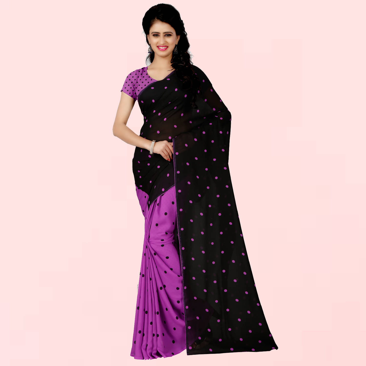 Kashvi Sarees Georgette Printed Saree With Unstitched Blouse Piece ( Black ) Kashvi Sarees Georgette Printed Saree With Unstitched Blouse Piece ( Black )