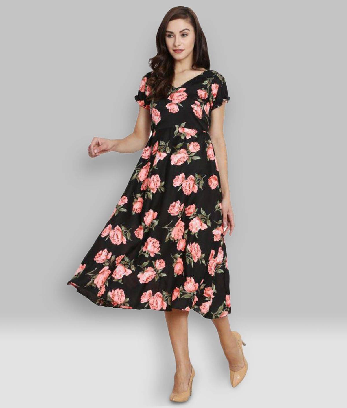 KMB ROYAL Crepe Black Fit And Flare Dress KMB ROYAL Crepe Black Fit And Flare Dress