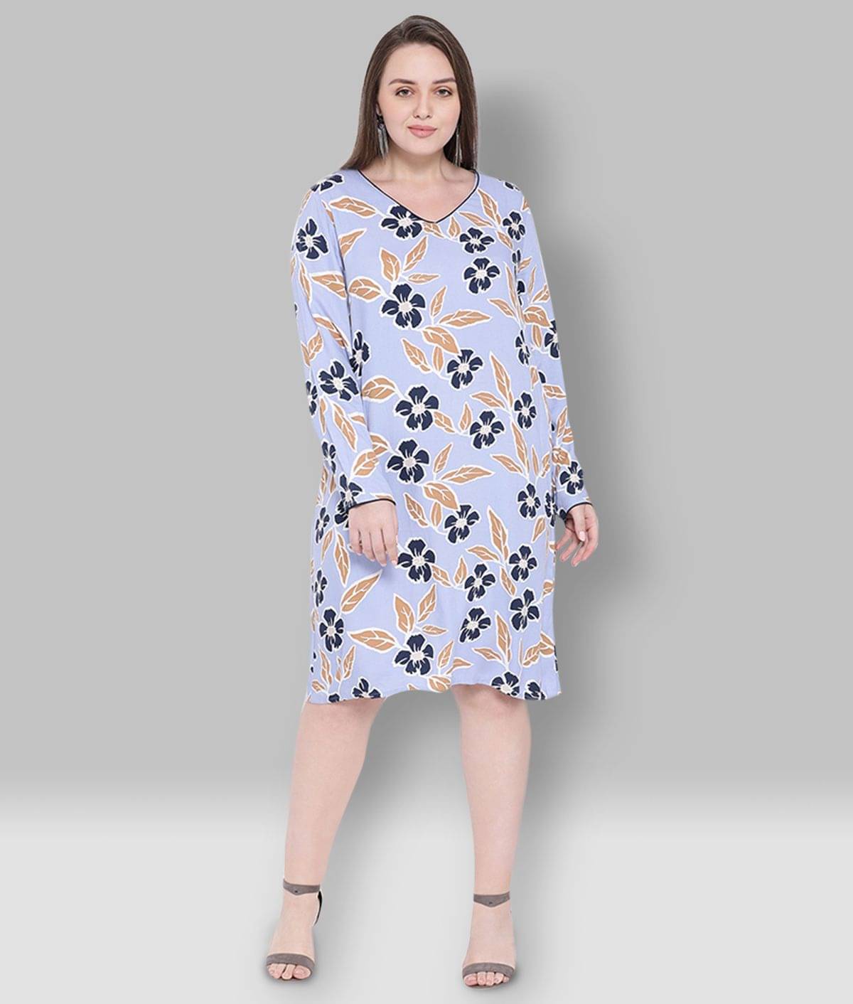     			Oxolloxo Women Polyester Fit & Flare Dress ( Blue )