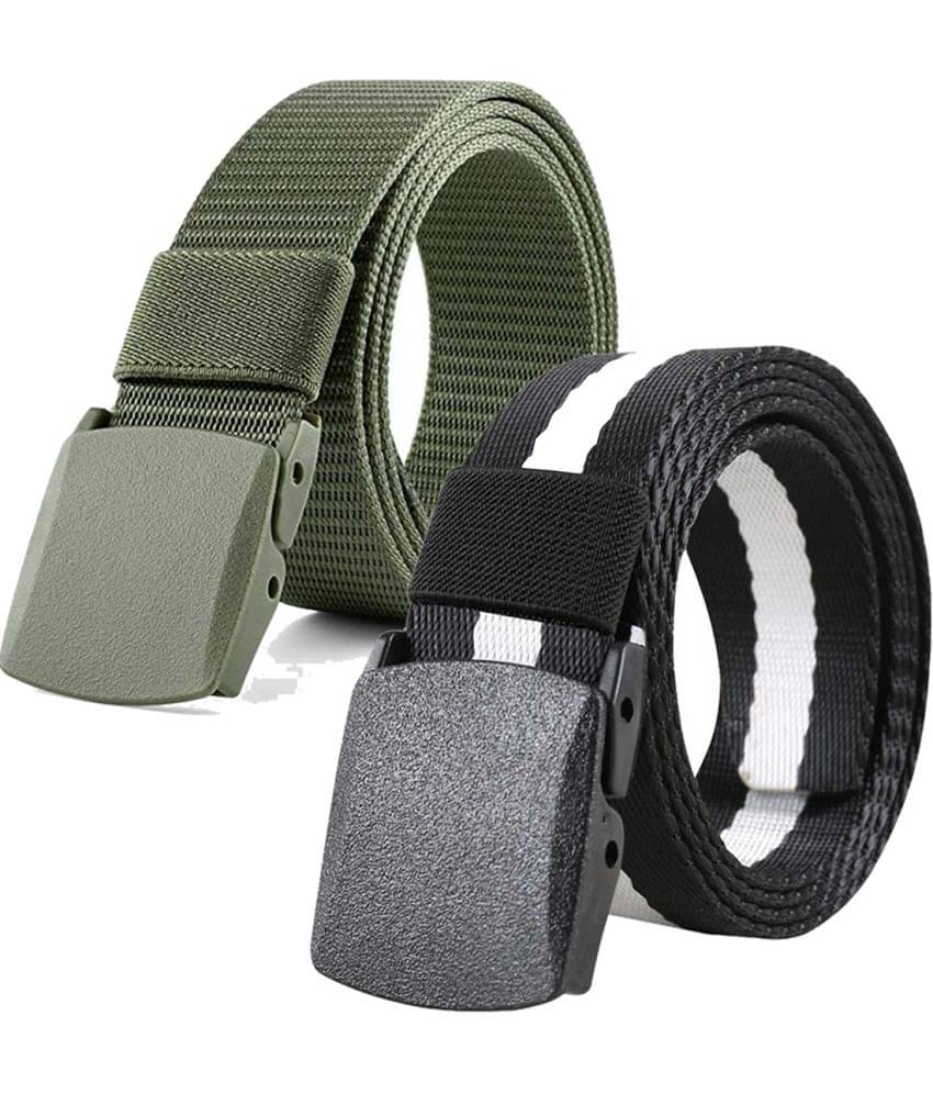     			SUNSHOPPING Multi Nylon Casual Belt Pack of 2