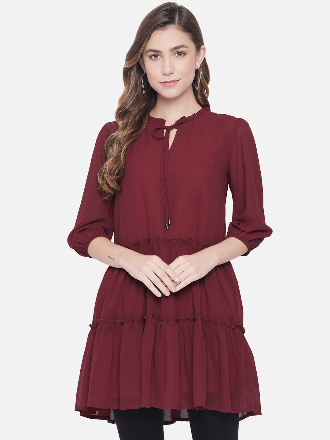     			ALL WAYS YOU Women Polyester Empire Dress ( Red )