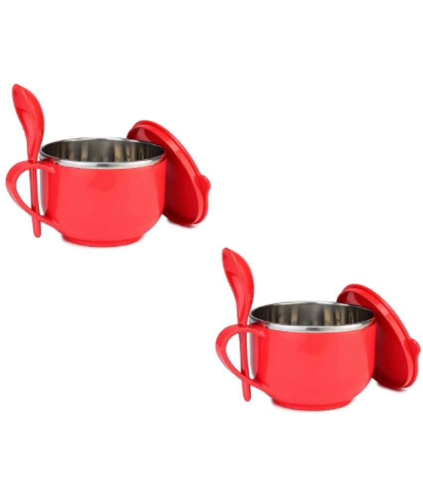     			Blooms Mall Maggi Noodles & Soup Bowl with Spoon (RED Soup Bowl 2PCS
