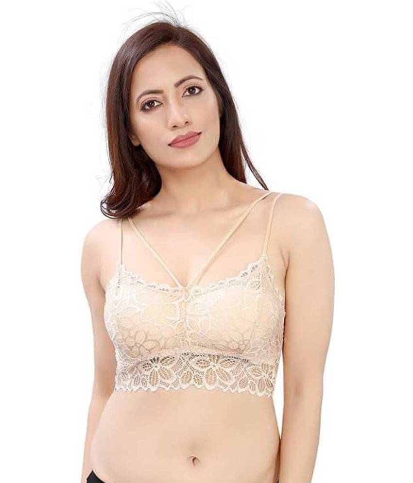 ComfyStyle Net/Mesh Women's Bralette Bra ( Beige ) ComfyStyle Net/Mesh Women's Bralette Bra ( Beige )
