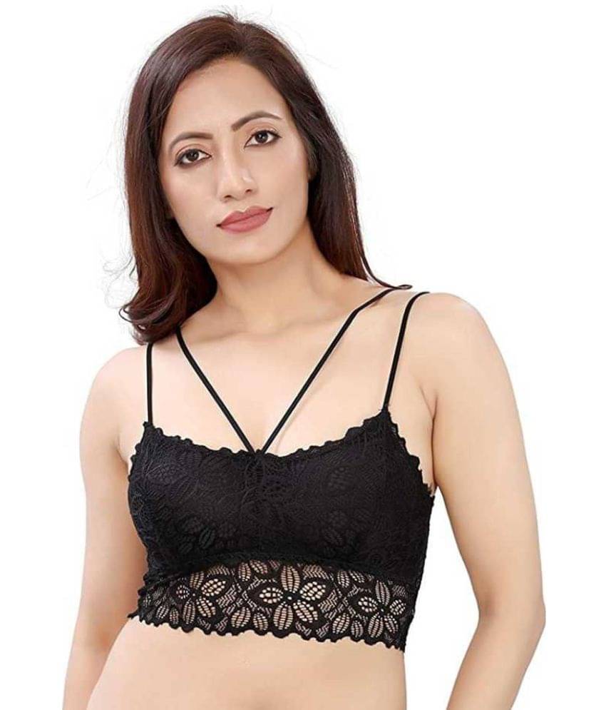 ComfyStyle Net/Mesh Women's Bralette Bra ( Black ) ComfyStyle Net/Mesh Women's Bralette Bra ( Black )
