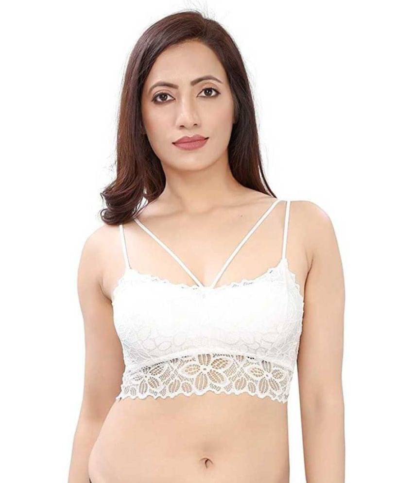 ComfyStyle Net/Mesh Women's Bralette Bra ( White ) ComfyStyle Net/Mesh Women's Bralette Bra ( White )