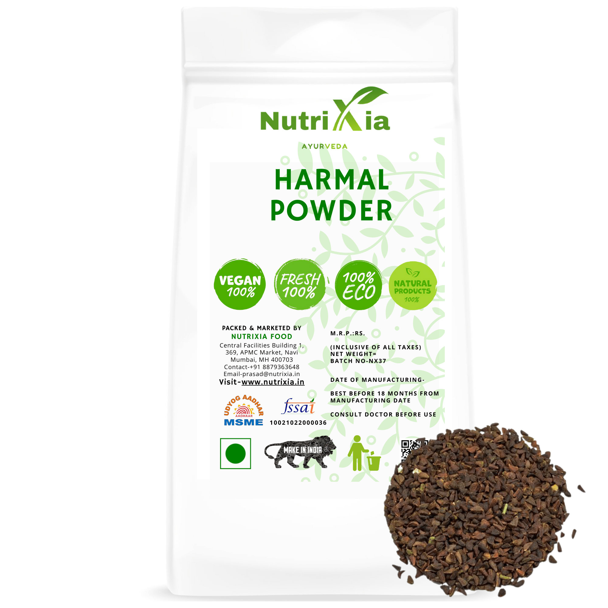 Nutrixia Food Harmal Powder Churna - Peganum Harmala Powder 50 gm Nutrixia Food Harmal Powder Churna - Peganum Harmala Powder 50 gm
