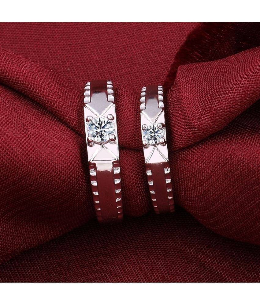     			Paola Classic Some One Speical Couple Ring Set For Valentines  Gifts   Adjustable Diamond  Silver Plated Couple Ring For   Women And Men
