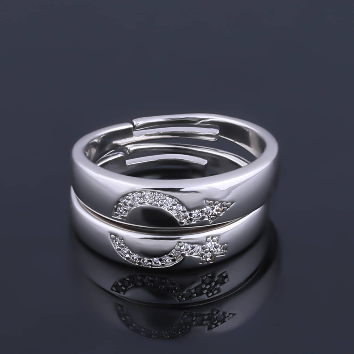 Paola Designer Adjustable Speical Proposal Couple Ring Set Wedding Engagement Valentine Gift Silver Plated Ring For Women And Men Paola Designer Adjustable Speical Proposal Couple Ring Set Wedding Engagement Valentine Gift Silver Plated Ring For Women And Men