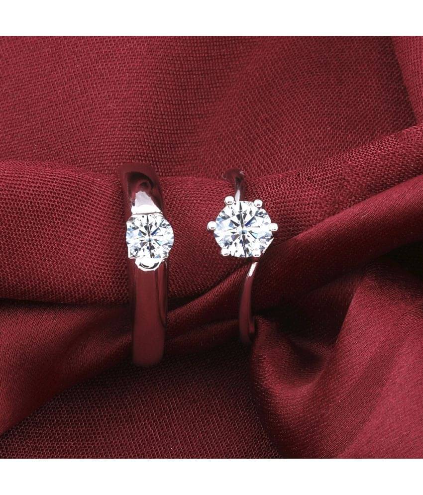     			Paola Solitaire  Adjustable  Some One Speical  Couple Ring Set For Valentines Gift Designer Diamond  Silver Plated  Ring For Women And Men