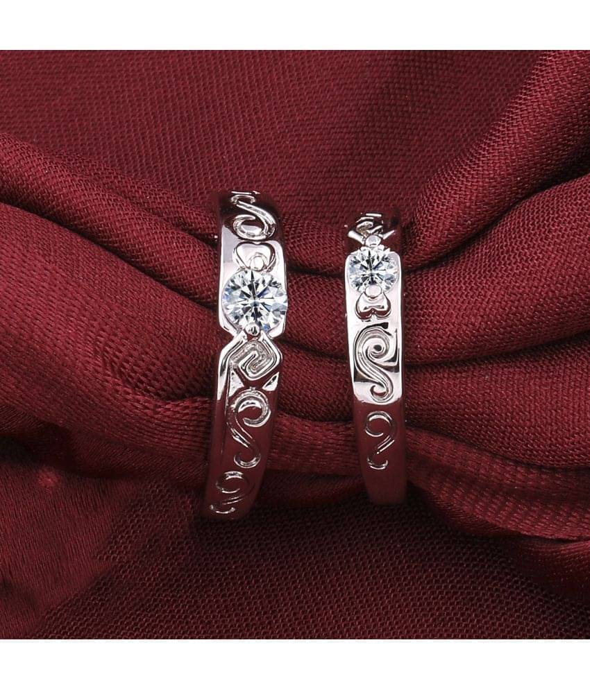     			Paola Solitaire  Adjustable  Some One Speical Designer  Couple Ring Set  For Valentines Gift  Silver Plated  Ring For Women And Men