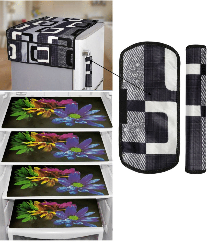     			Shaphio Set of 7 PVC Multicolor Fridge Top Cover