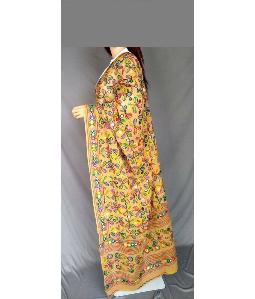 Apratim Beige Cotton Phulkari Dupatta - Single     			Apratim Beige Cotton Phulkari Dupatta - Single