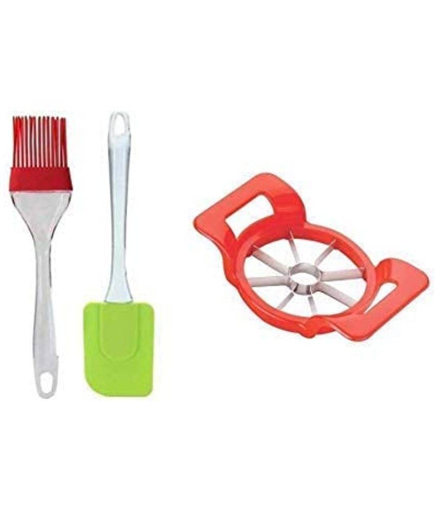     			Blooms Mall Combo Of Cutter Slicer with Cooking Spatula and Oil Brush for Kitchen (Pack of 3, Multicolour)