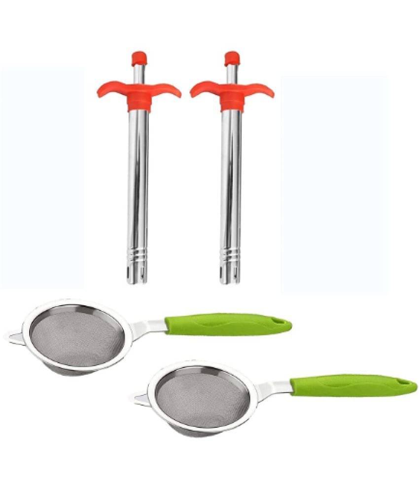 Blooms Mall Combo of 2 Stainless Steel Gas Lighter & 2 Tea & Coffee Strainer Blooms Mall Combo of 2 Stainless Steel Gas Lighter & 2 Tea & Coffee Strainer