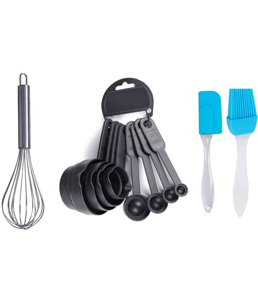 Blooms Mall Combo of 8 pcs MEASURING SPOONS AND CUPS SET + STAINLESS STELL WHISKER + Spatula Silicon Brush Blooms Mall Combo of 8 pcs MEASURING SPOONS AND CUPS SET + STAINLESS STELL WHISKER + Spatula Silicon Brush