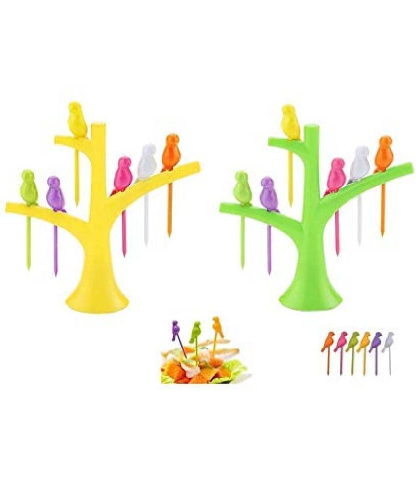     			Blooms Mall Combo of Fruit Fork Decorative Bird Tree Set of 2
