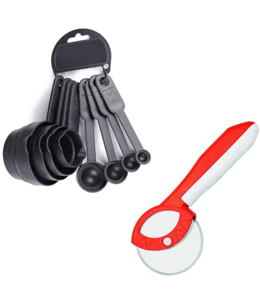 Blooms Mall Combo of Plastic Pizza Cutter & Measuring Spoon and Cup Set Multipurpose (Black) Blooms Mall Combo of Plastic Pizza Cutter & Measuring Spoon and Cup Set Multipurpose (Black)