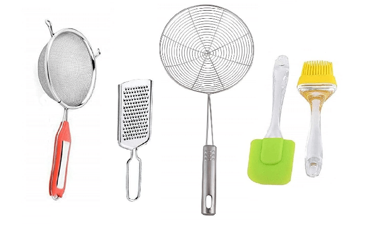 Blooms Mall Combo of Stainless Steel Soup Juice Strainer with Stainless Steel Deep Fry Oil Strainer & Silicone Spatula Brush Set & Cheese Grater Blooms Mall Combo of Stainless Steel Soup Juice Strainer with Stainless Steel Deep Fry Oil Strainer & Silicone Spatula Brush Set & Cheese Grater