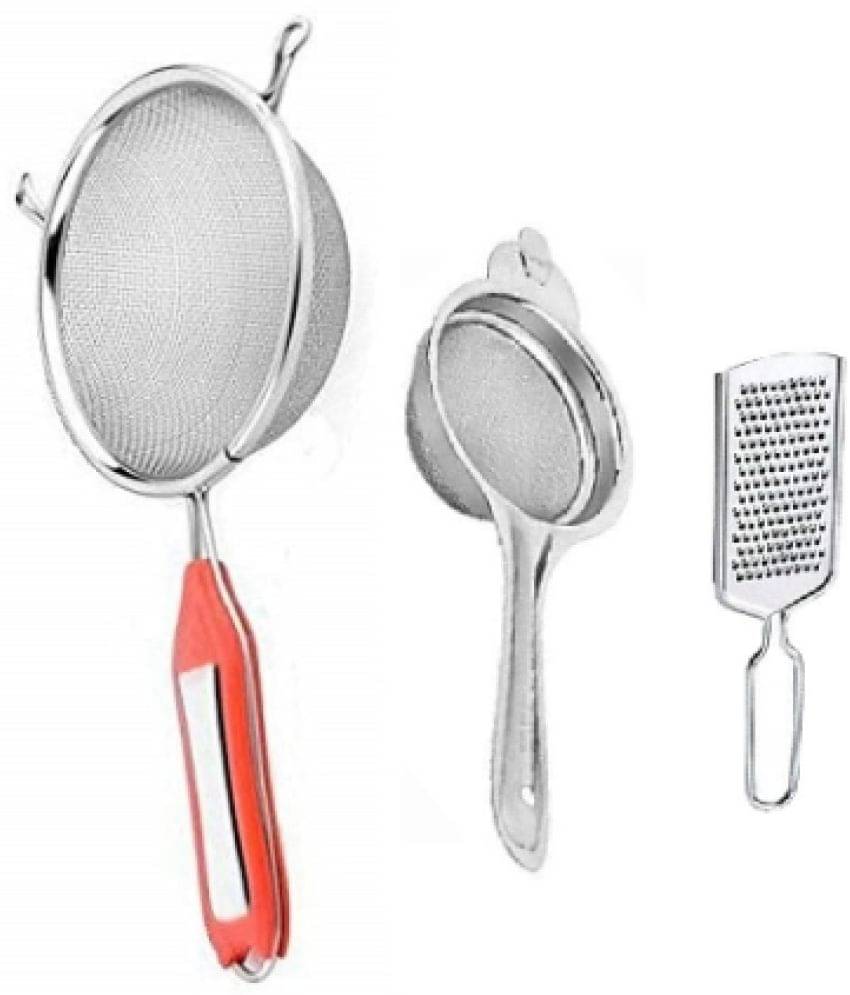     			Blooms Mall Combo of Stainless Steel Soup Juice Strainer with Steel Tea Strainer & Steel Cheese Grater