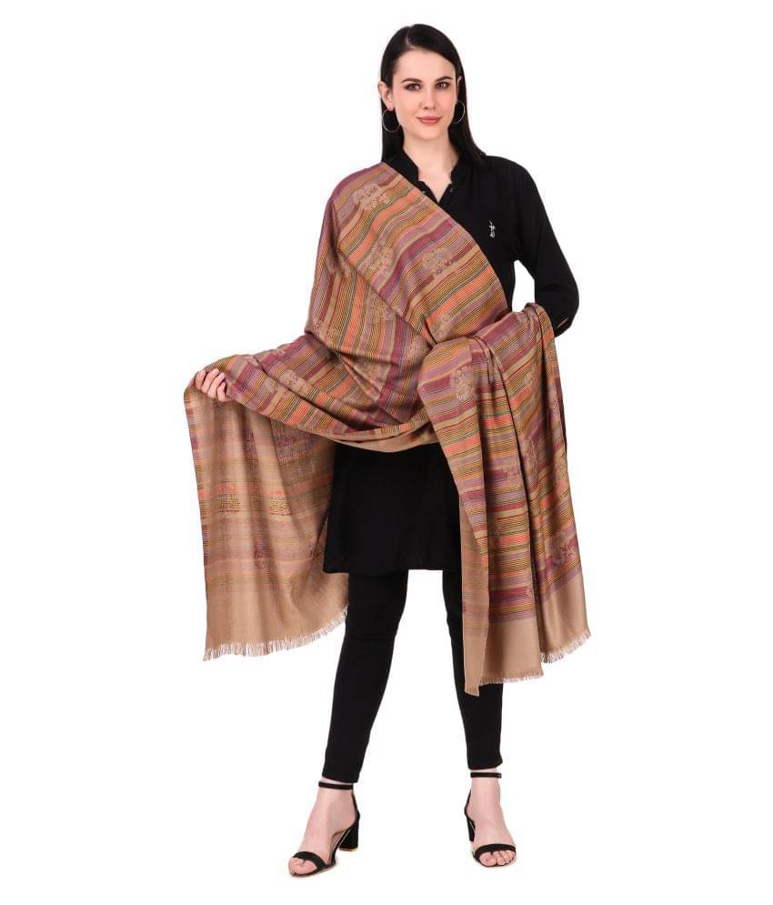 Bravezi Beige Stripes Shawl - Single     			Bravezi Beige Stripes Shawl - Single