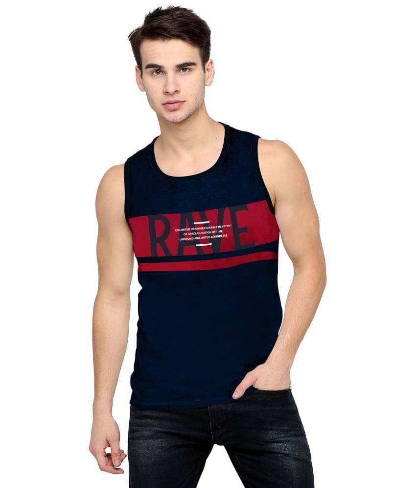     			JUMP CUTS - Navy Blue Cotton Blend Men's Vest  ( Pack of 1 )