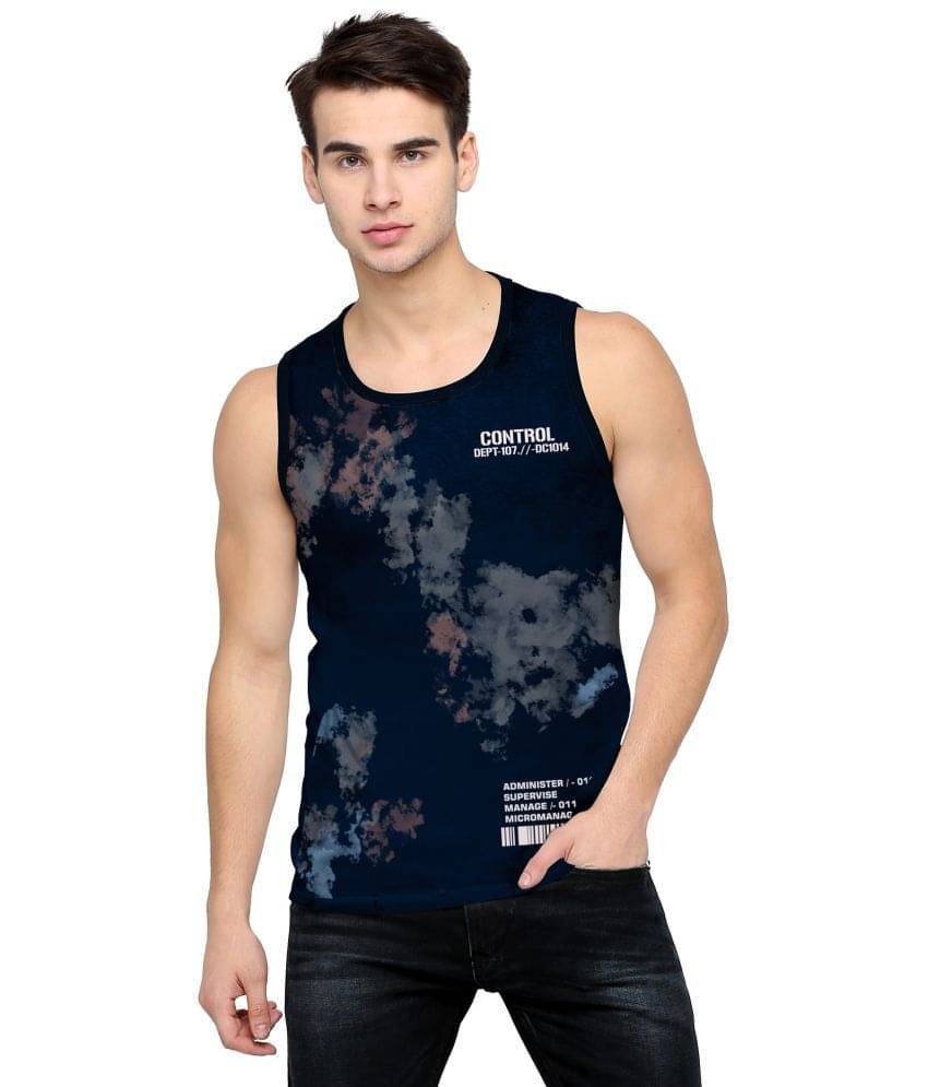     			JUMP CUTS - Navy Blue Cotton Blend Men's Vest  ( Pack of 1 )