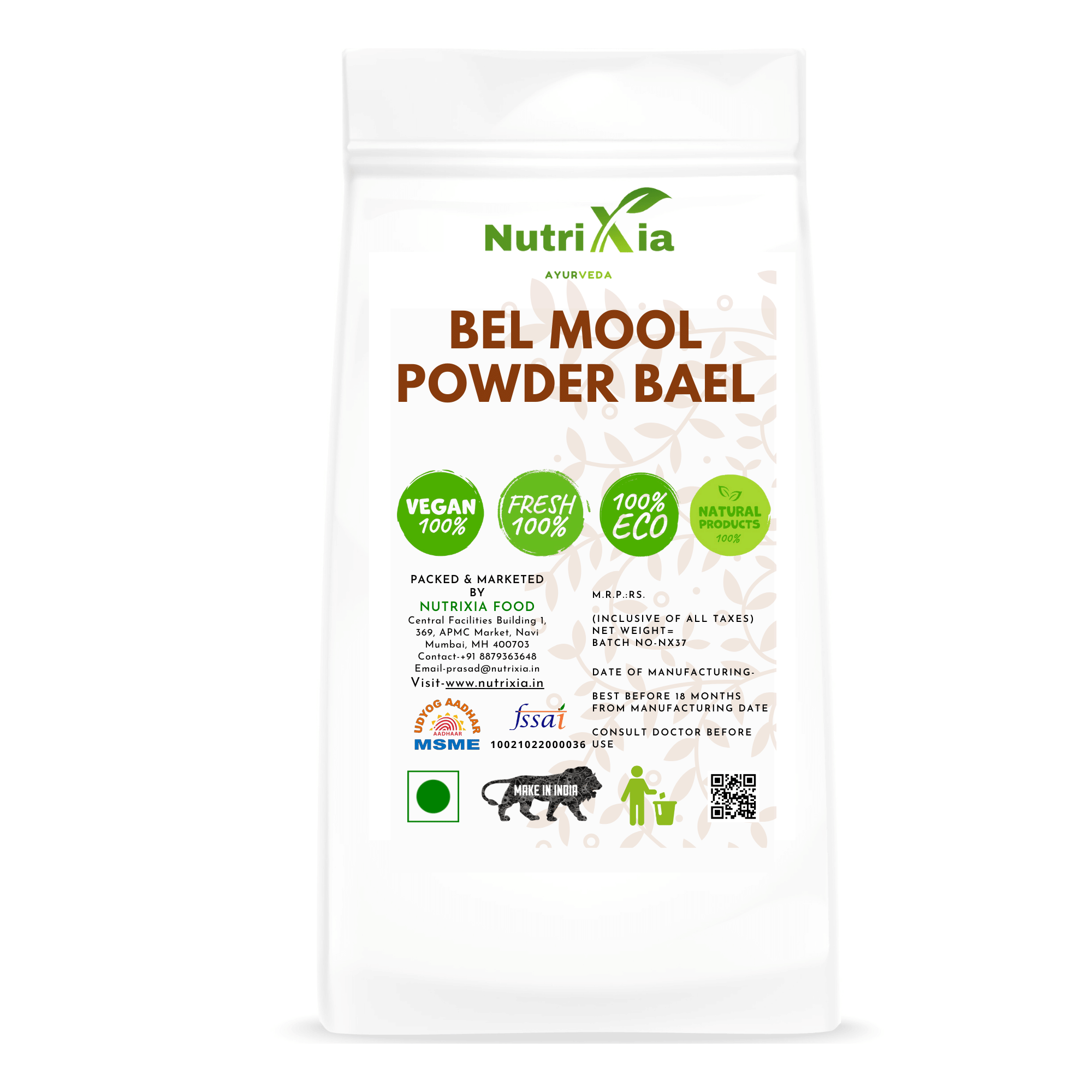 Nutrixia Food Bel mool powder -BelIndian Bael\n Powder 480 gm Nutrixia Food Bel mool powder -BelIndian Bael\n Powder 480 gm