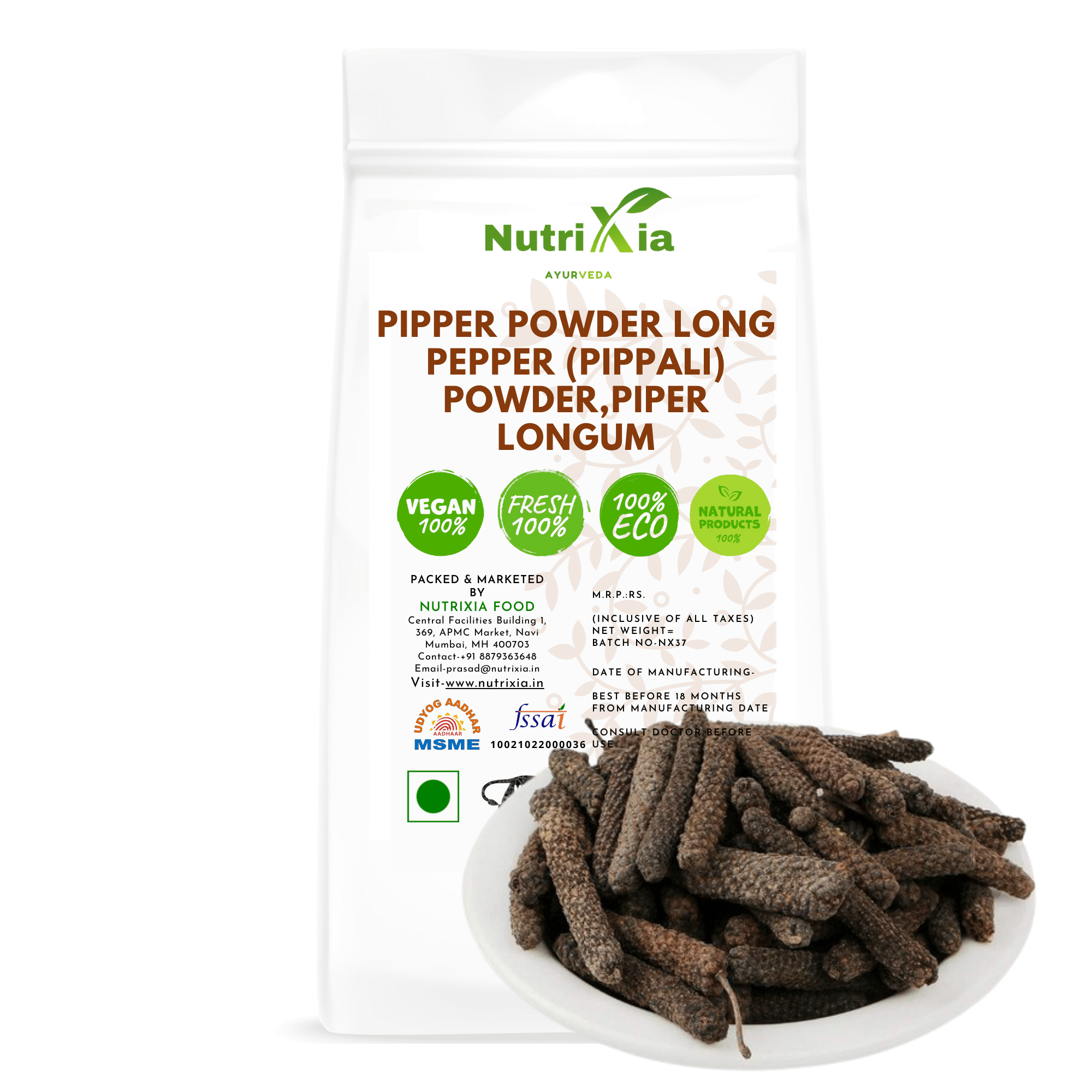 Nutrixia Food PIPPER Powder Long Pepper (Pippali) Powder Powder 100 gm Nutrixia Food PIPPER Powder Long Pepper (Pippali) Powder Powder 100 gm