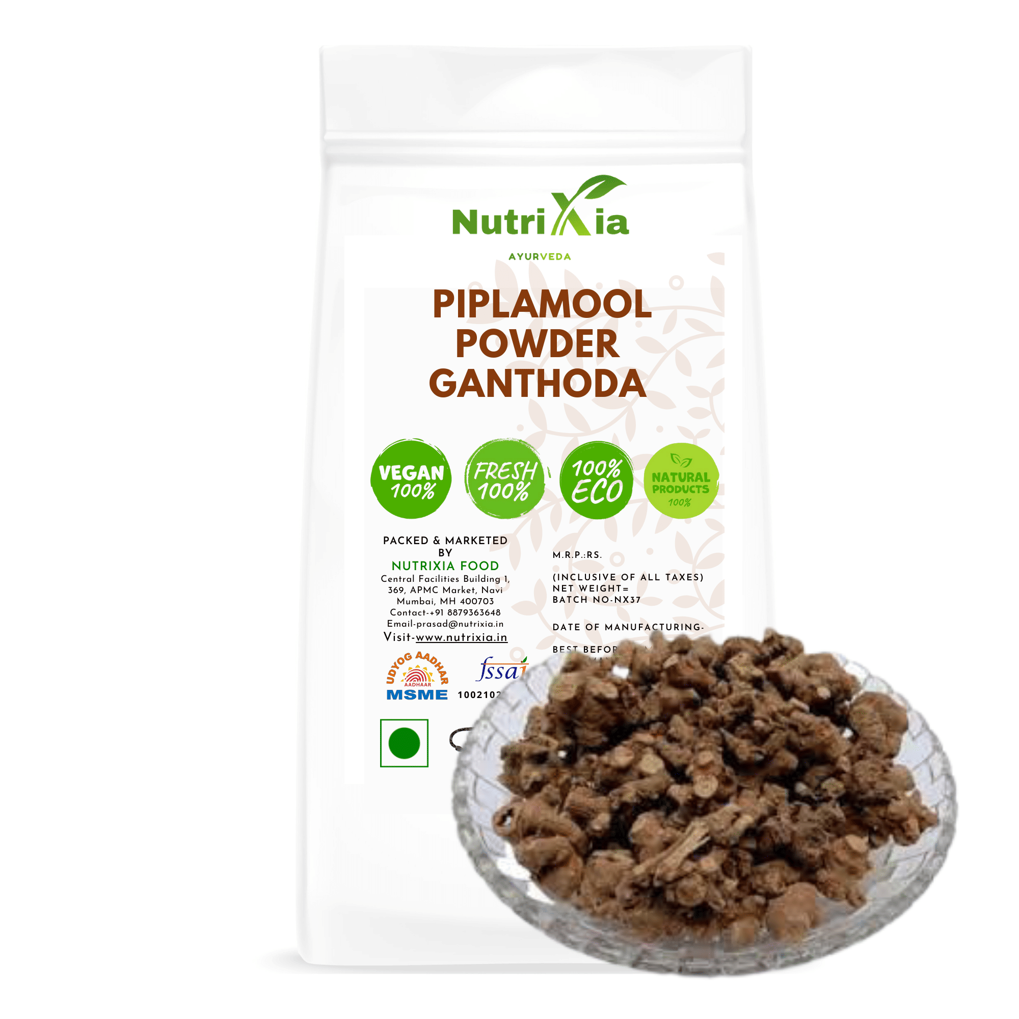 Nutrixia Food Piplamool powder ,Ganthoda ,Pipal Mul Powder 100 gm Nutrixia Food Piplamool powder ,Ganthoda ,Pipal Mul Powder 100 gm