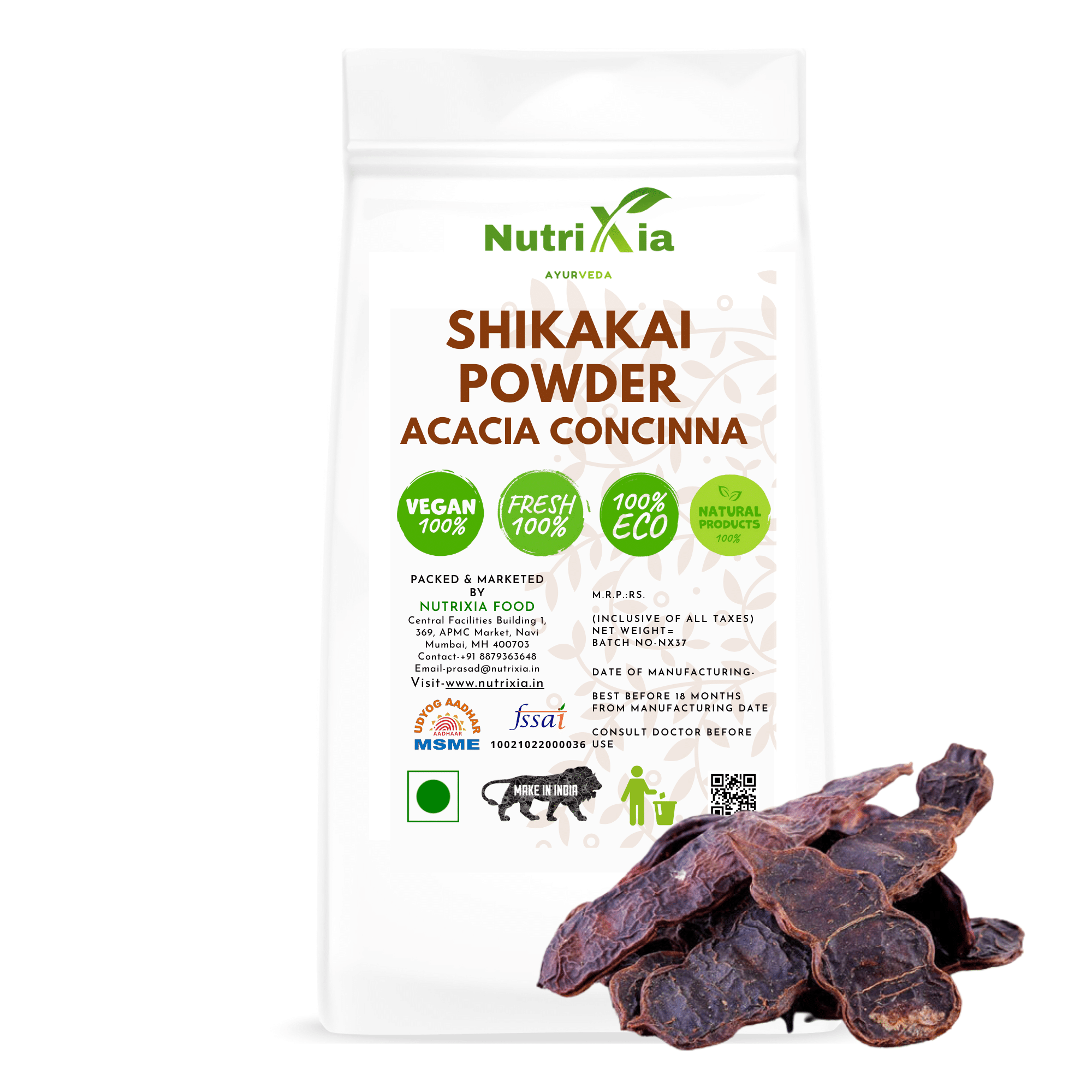 Nutrixia Food Shikakai Powder - Acacia Concinna Powder 50 gm Nutrixia Food Shikakai Powder - Acacia Concinna Powder 50 gm