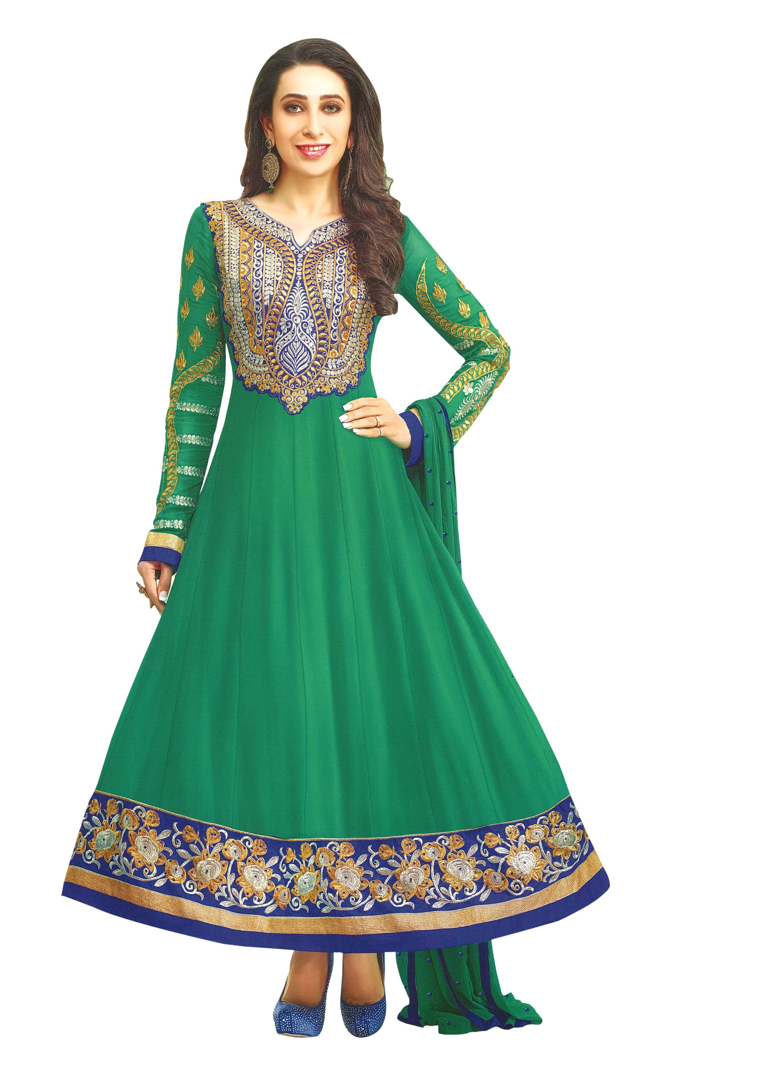 Reya Green Georgette Unstitched Dress Material - - Unstitched Fabrics | Buy online on ZillyBuy