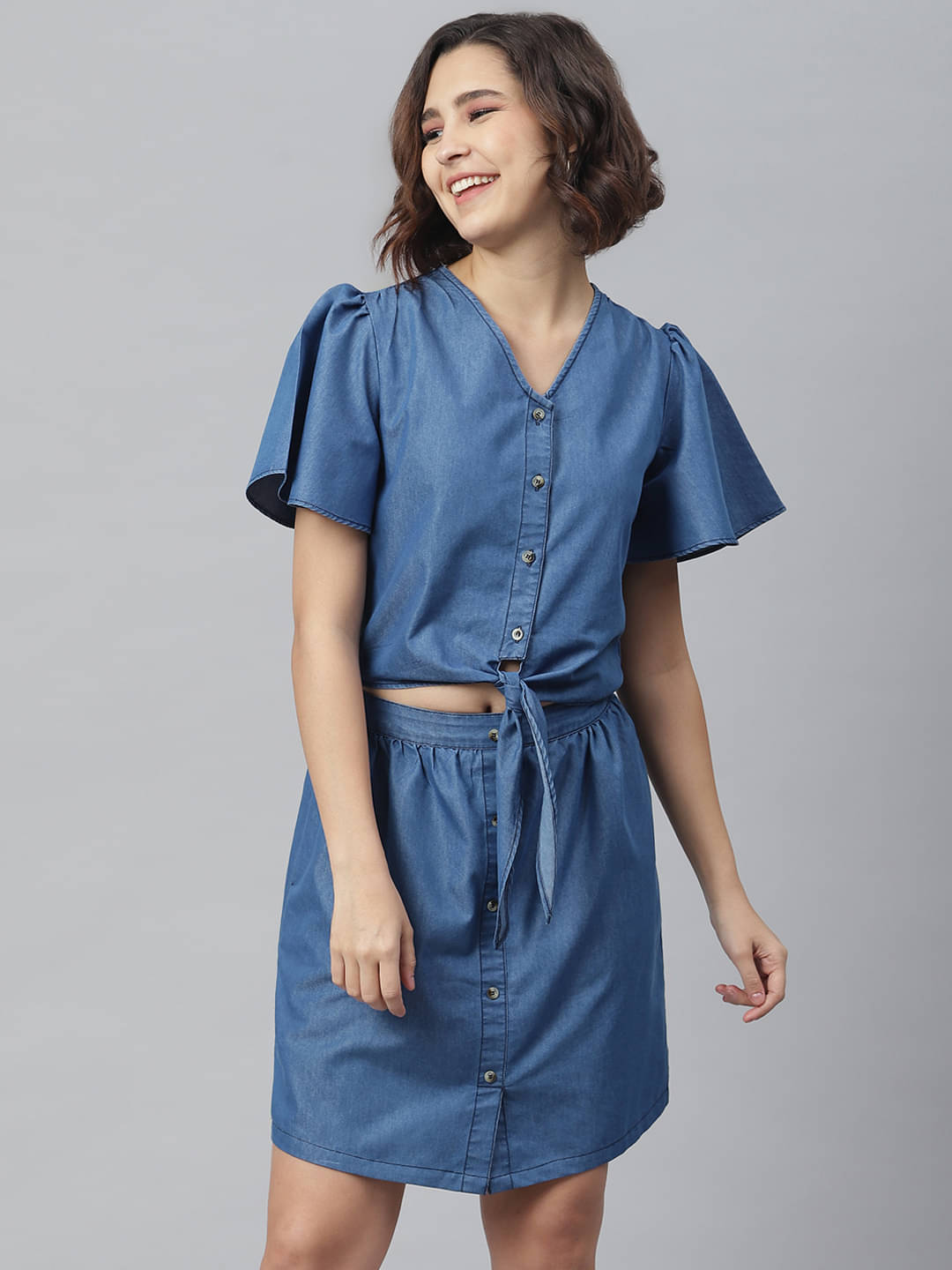     			StyleStone Women Denim Shirt Dress ( Blue )