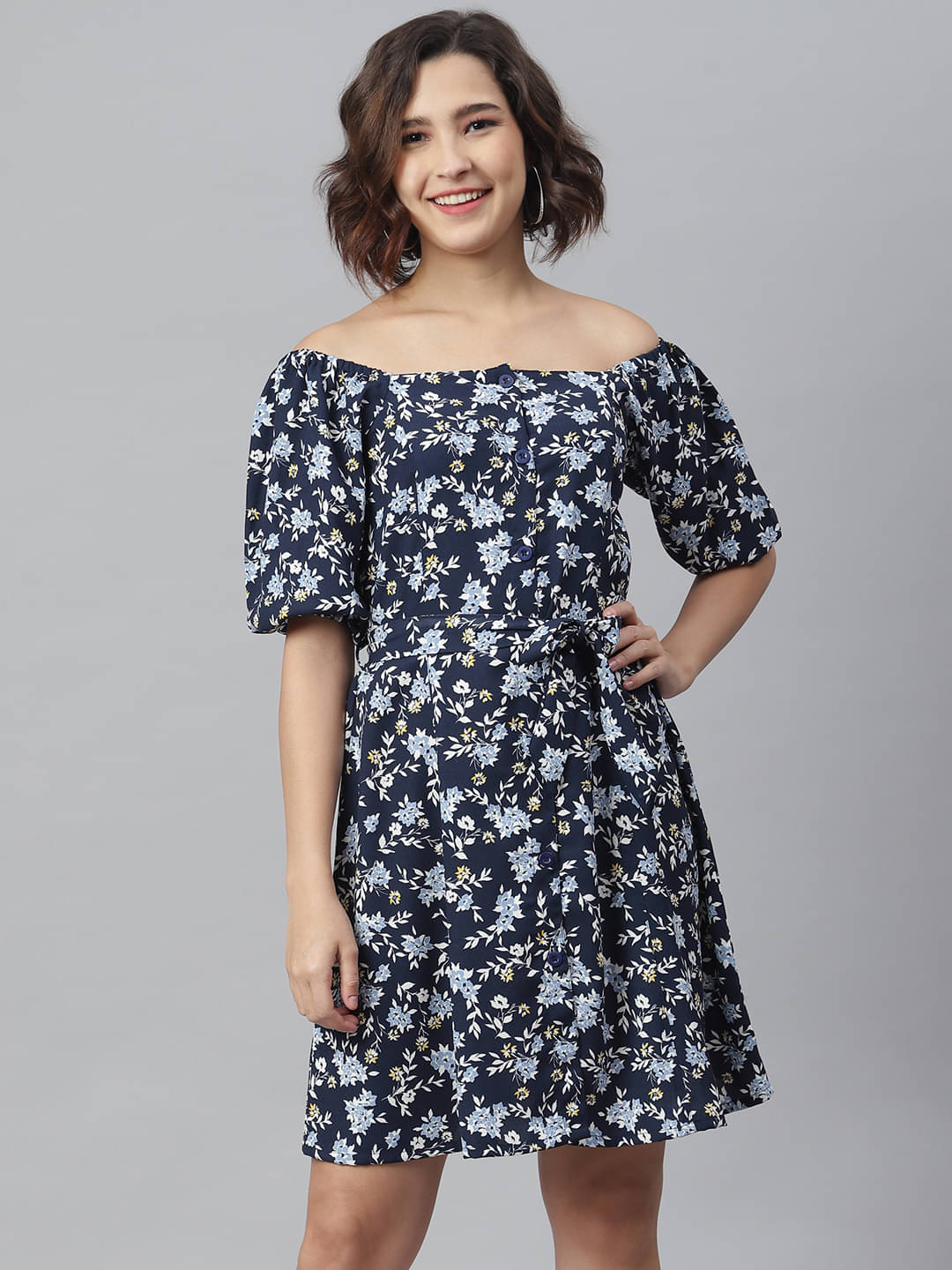 StyleStone Women Polyester Fit & Flare Dress ( Blue ) StyleStone Women Polyester Fit & Flare Dress ( Blue )