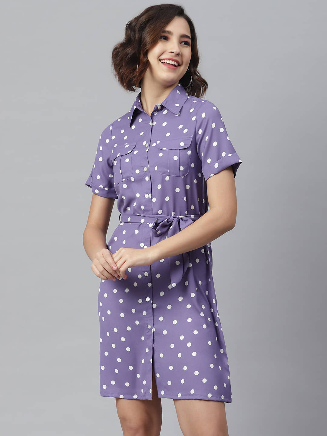 StyleStone Women Polyester Shirt Dress ( Blue )