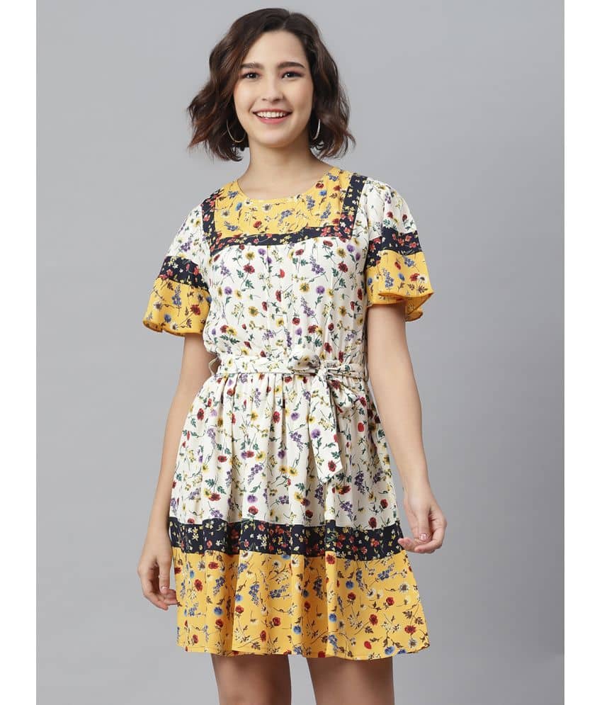 StyleStone Women Polyester Fit & Flare Dress ( Multi Color )