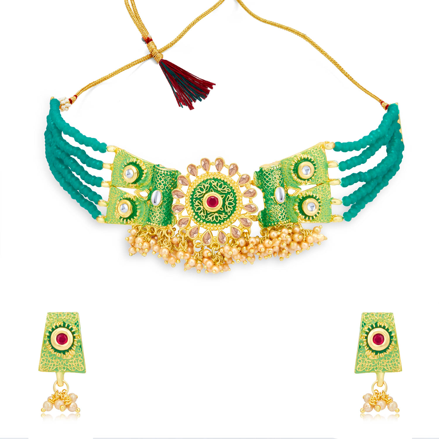     			Sukkhi Alloy Green Traditional Necklaces Set Choker