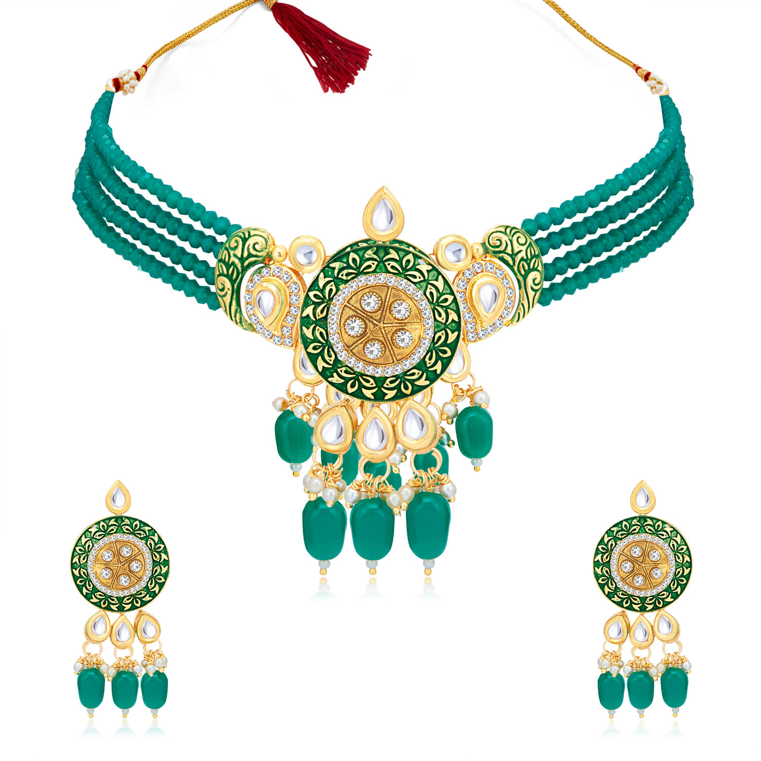     			Sukkhi Alloy Green Traditional Necklaces Set Choker