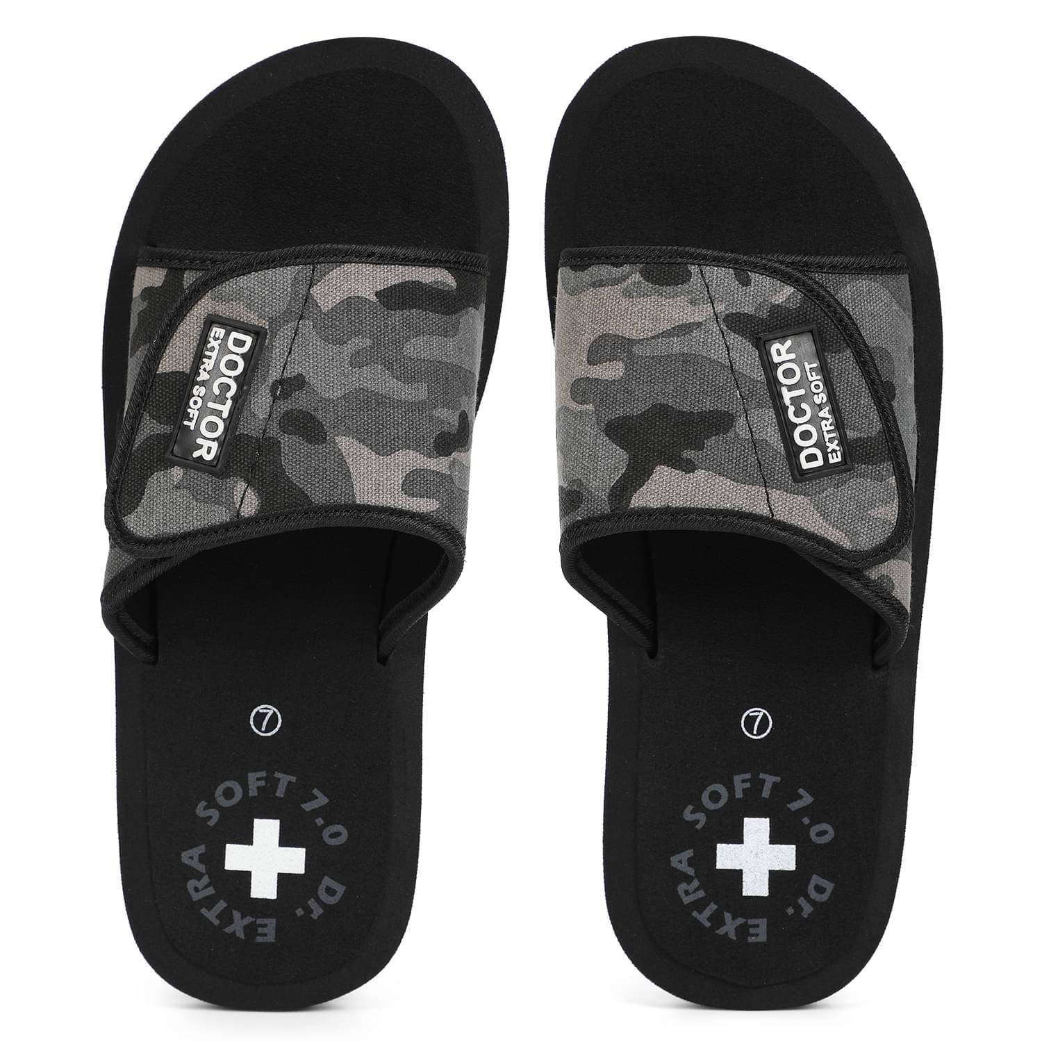     			DOCTOR EXTRA SOFT - Black Fabric Slide Flip flop