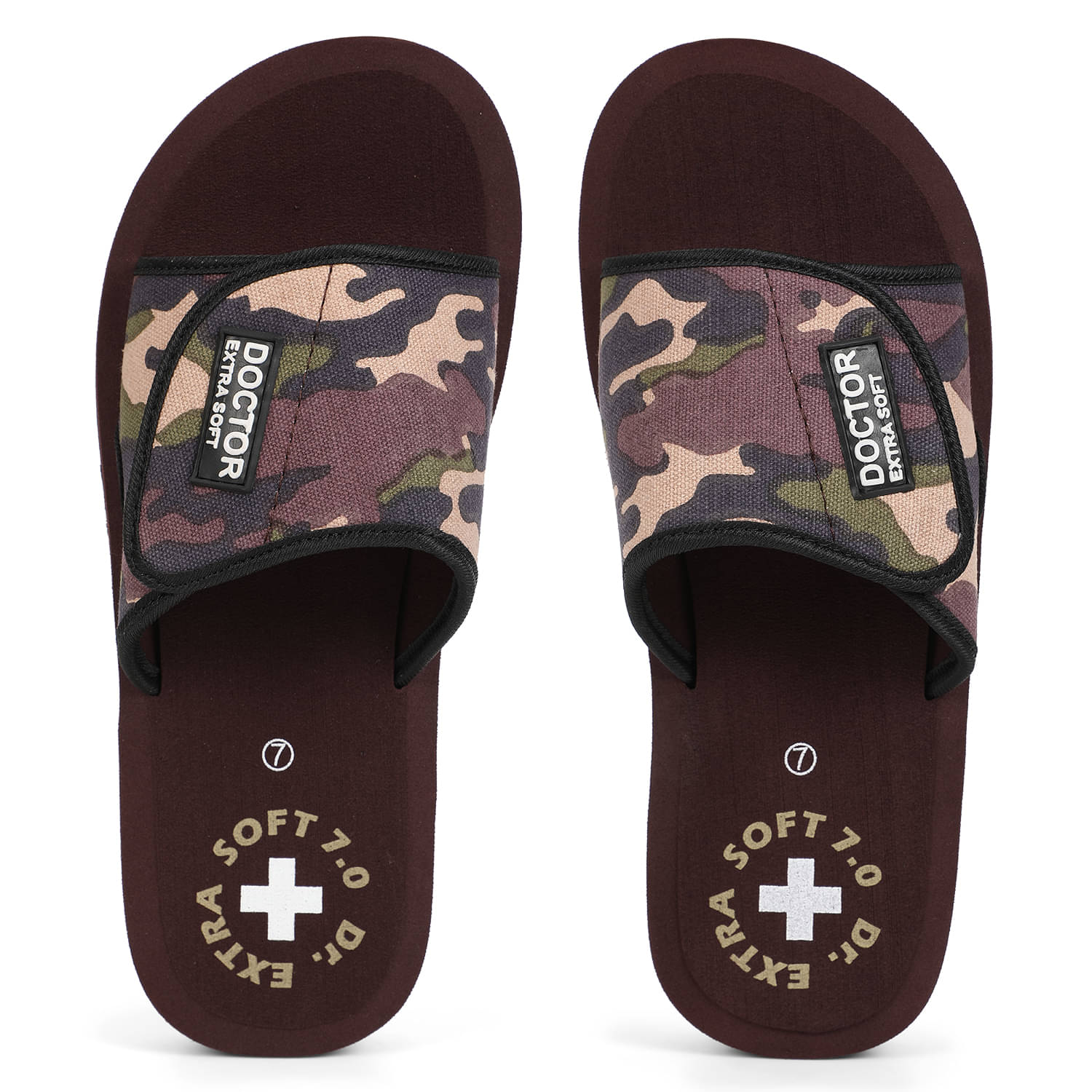     			DOCTOR EXTRA SOFT - Brown Fabric Slide Flip flop